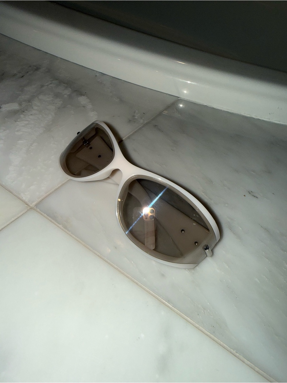 Givenchy White Oversized Sunglasses with Brown-Tinted Lenses
